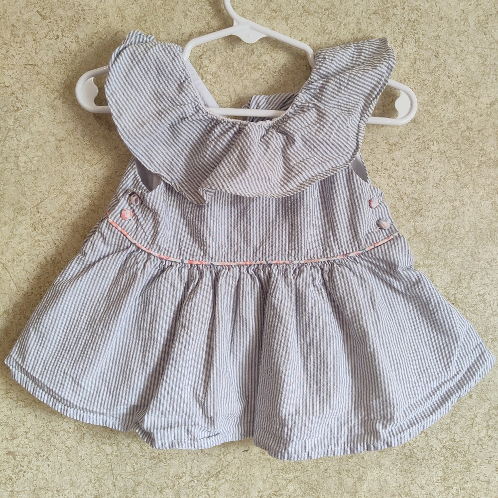 Gillian's Closet Striped Seersucker Dress Shirt Bow Collared Size 18 Months